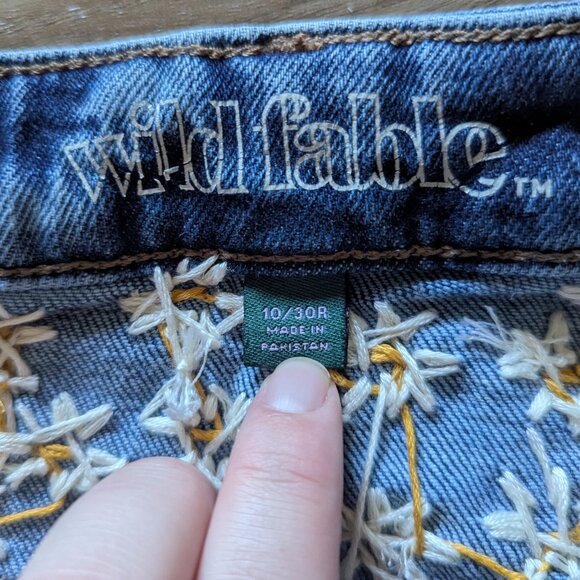 Wild Fable Upcycled Denim Shorts, Embroidered Floral, 10 - Picture 4 of 9